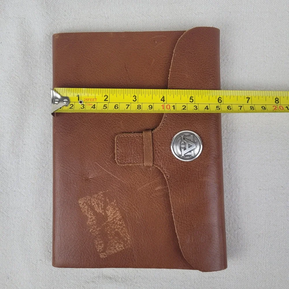 Auburn Tigers Brown Leather Journal Notebook AU Logo Silver Emblem NCAA Fan Gear